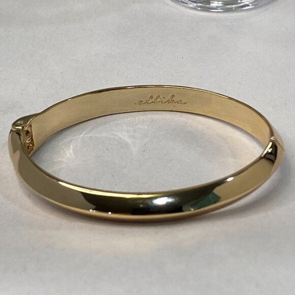 Ettika Polished Gold Hinged Statement Bangle Bracelet Gold Tone - Picture 10 of 11